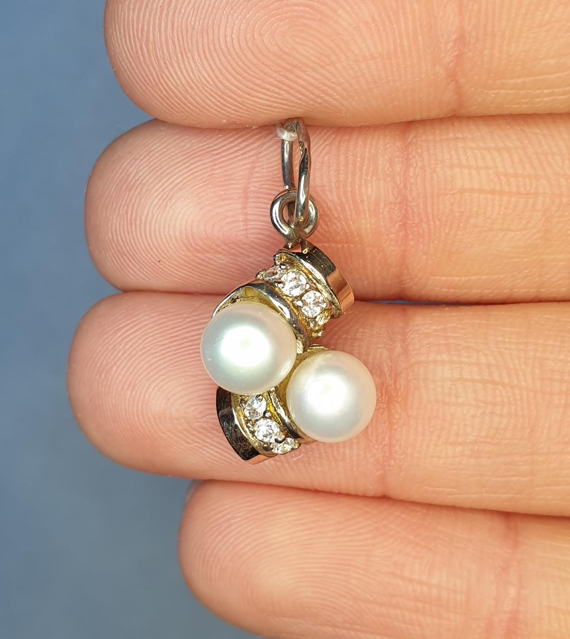 Кулон срібний із перлами та фіанітом 2,77 г (1311221065)