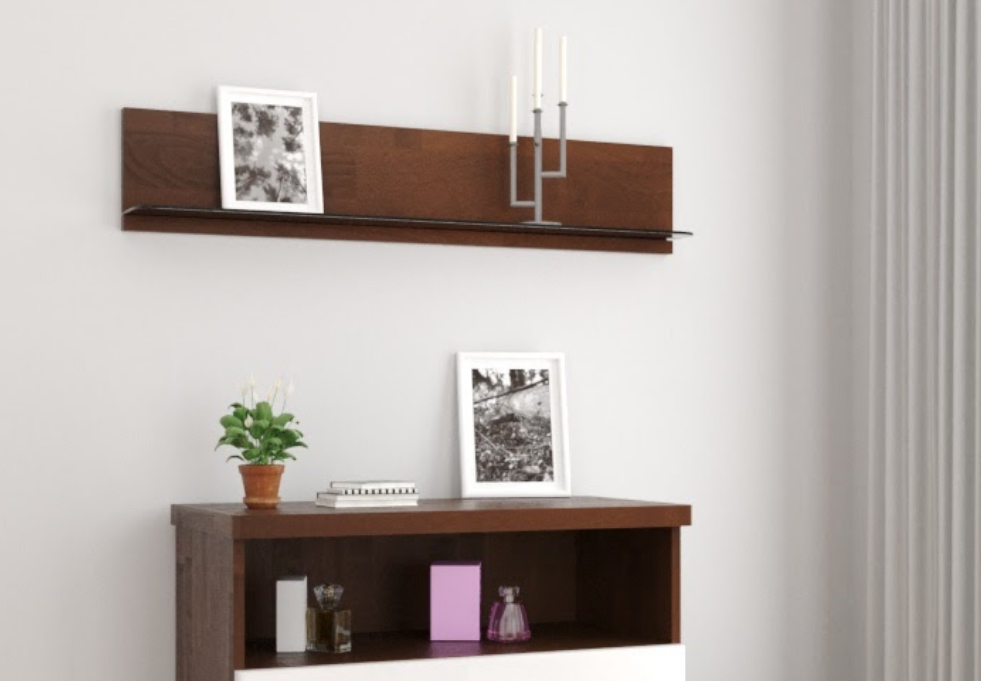 Полка навесная Arbor Drev Регина из натурального дерева бук Орех темный