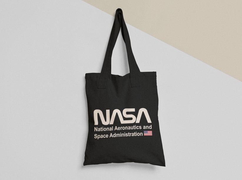 Эко-сумка шоппер с принтом "Nasa" 38х40 см Черный (ПН21-Т1)