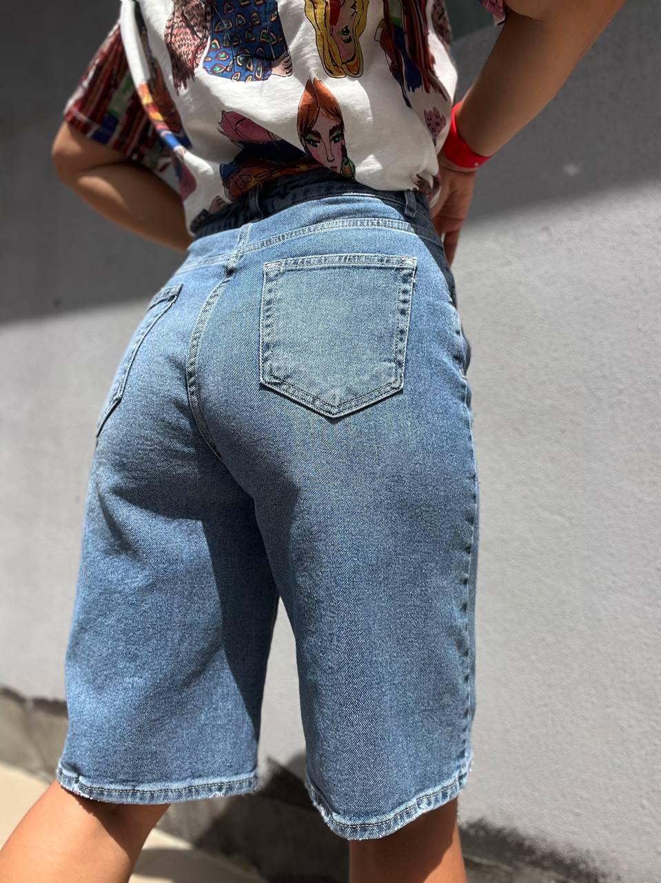 Шорты женские джинс Bella 4367 бермуды удлиненные стрейчевые р. 40 Голубой (2293) - фото 3 Шорты женские джинс Bella 4367 бермуды удлиненные стрейчевые р. 40 Голубой (2293) - фото 3