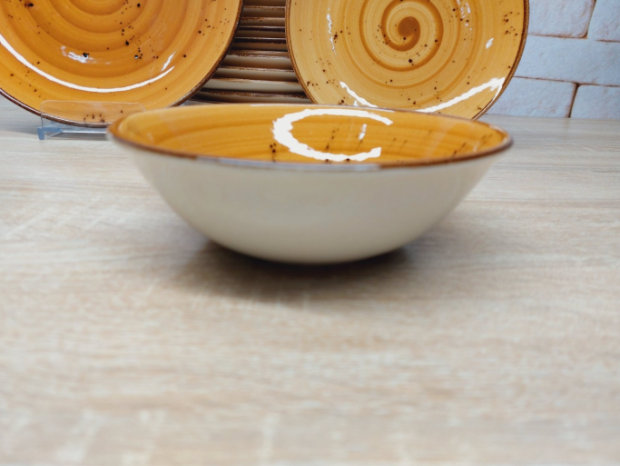 Сервиз столовый OMS TULU Spiral фарфор 6 персон 24 шт. Оранжевый (DN24-Spiral Kahwe) - фото 6 Сервиз столовый OMS TULU Spiral фарфор 6 персон 24 шт. Оранжевый (DN24-Spiral Kahwe) - фото 6