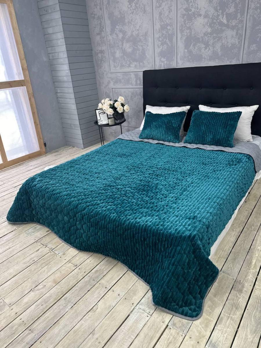 Покривало двостороннє стегане євро 210х230 см з подушками 40х60 см 2 шт. Морський (П4К-cap-podush-007) - фото 2