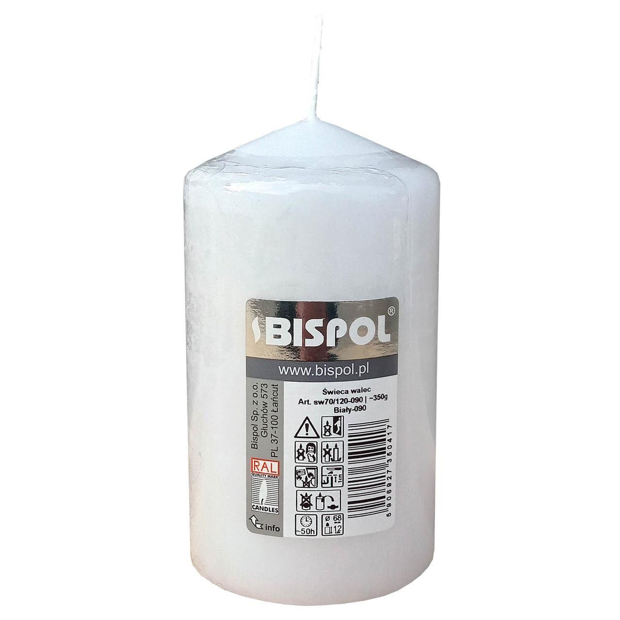 Свеча пеньковая Bispol столбик овальная 12 см 50 часов Белый (7G-sw70-120-090)