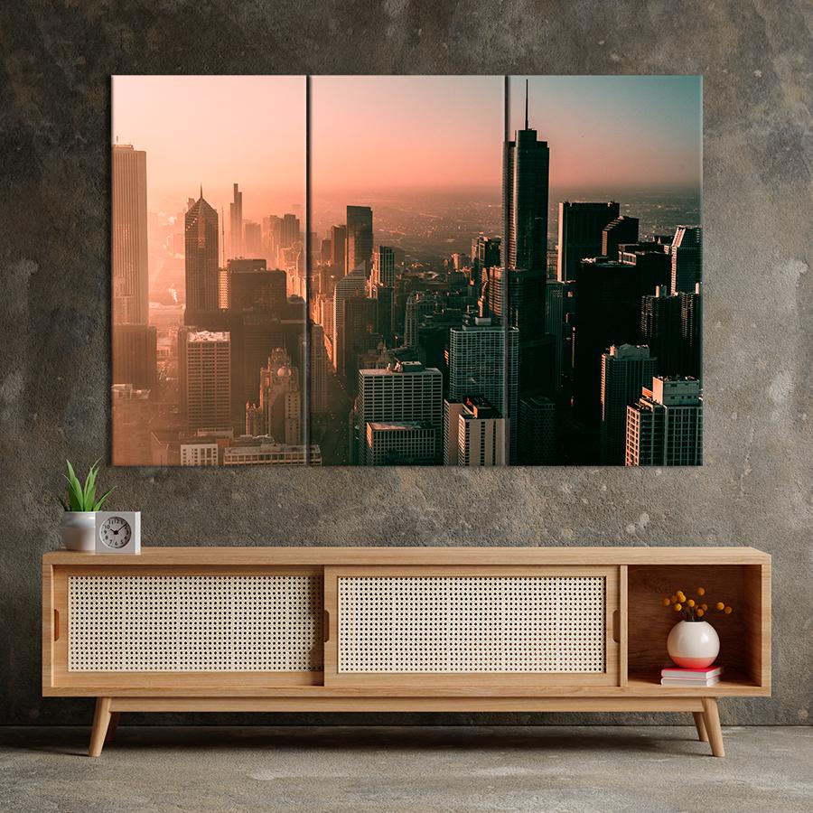 Картина город Утро в Чикаго 78x48 см (A569-3)
