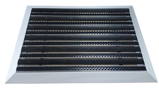 Решітка брудозахисна Льон гума/щітка 60х40 см + зовнішнє обрамлення-рамка, комплект