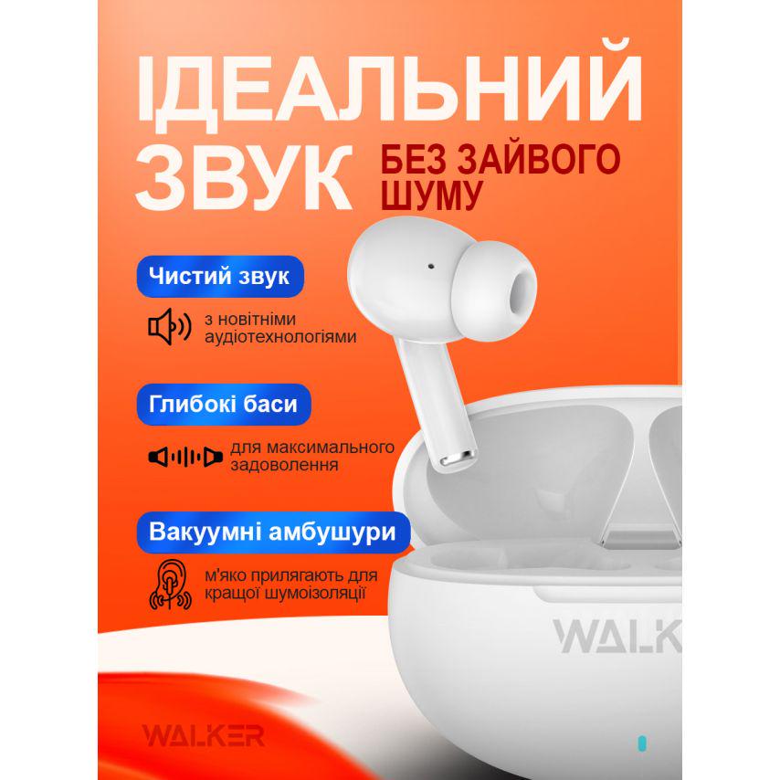 Наушники Bluetooth WALKER WTS-60 ENC White - фото 2