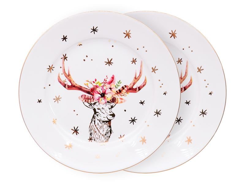 Набір з 2 порцелянових тарілок Light House Різдвяний олень 19 см (924-453)