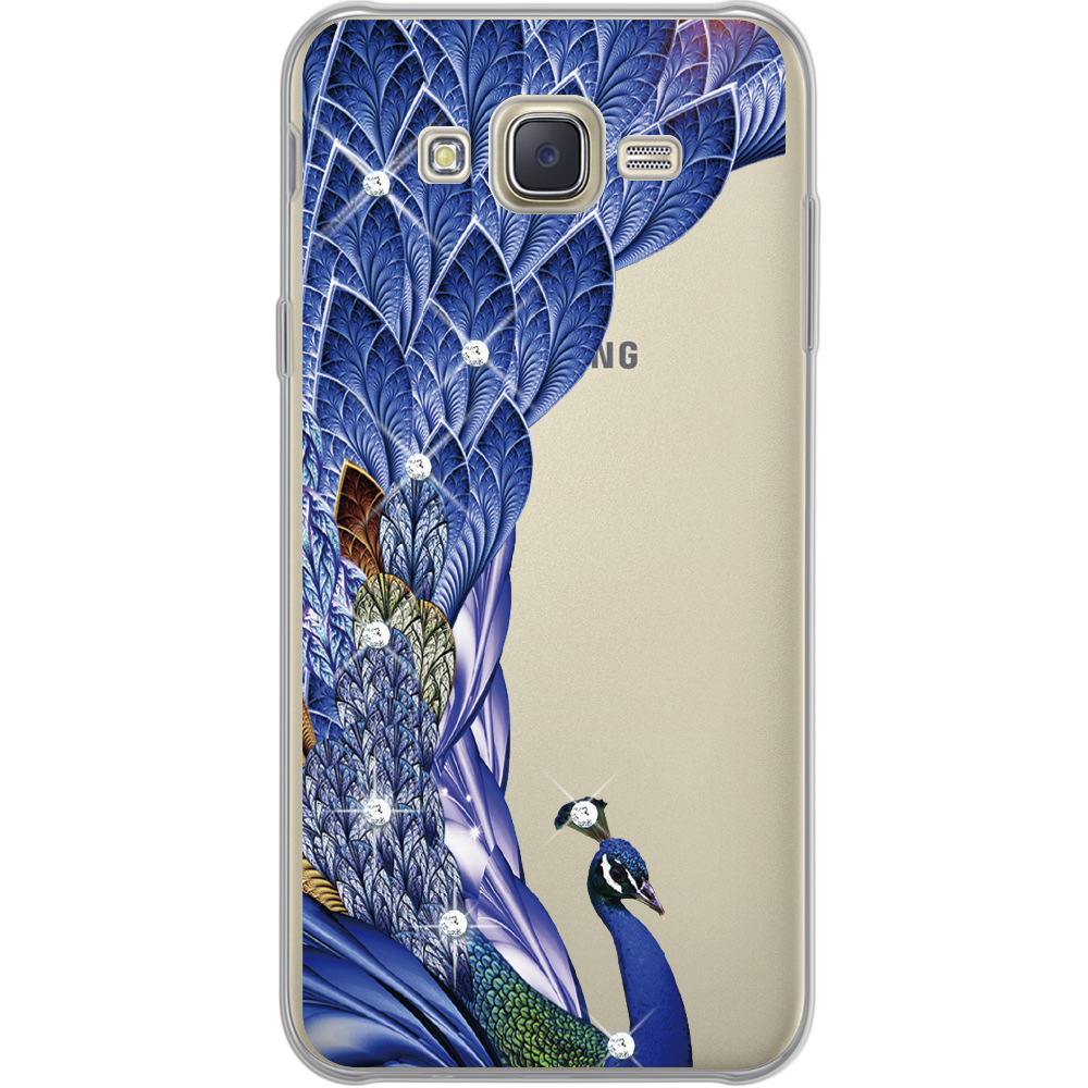 Чохол BoxFace Samsung J700H Galaxy J7 Павич зі стразами Прозорий силікон (24496-rs7-24496)
