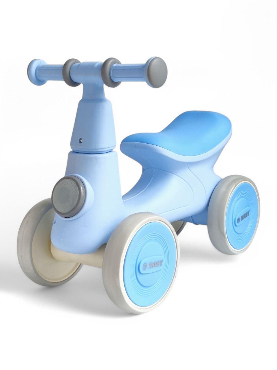 Беговел Minibike 608 на 4 колесах до 40 кг со световыми и звуковыми эффектами Голубой (608r-s1)