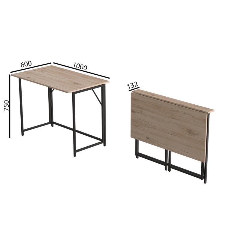 Стіл розкладний Ferrum-decor Moris метал/ДСП 16 мм Чорний/Дуб Сан-Марино (FRD-104670) - фото 2 Стіл розкладний Ferrum-decor Moris метал/ДСП 16 мм Чорний/Дуб Сан-Марино (FRD-104670) - фото 2