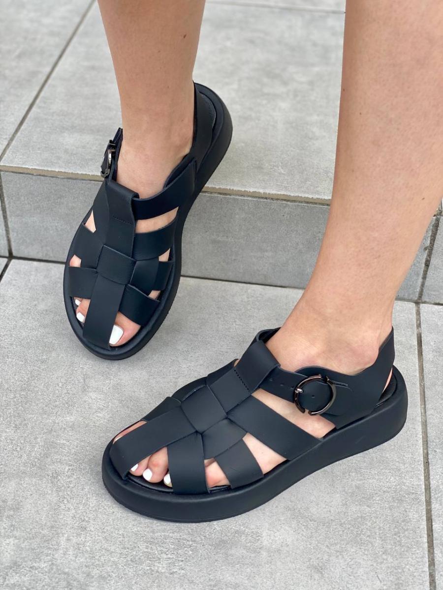 Сандалі жіночі шкіряні р. 38 Чорний (6601-1/38)