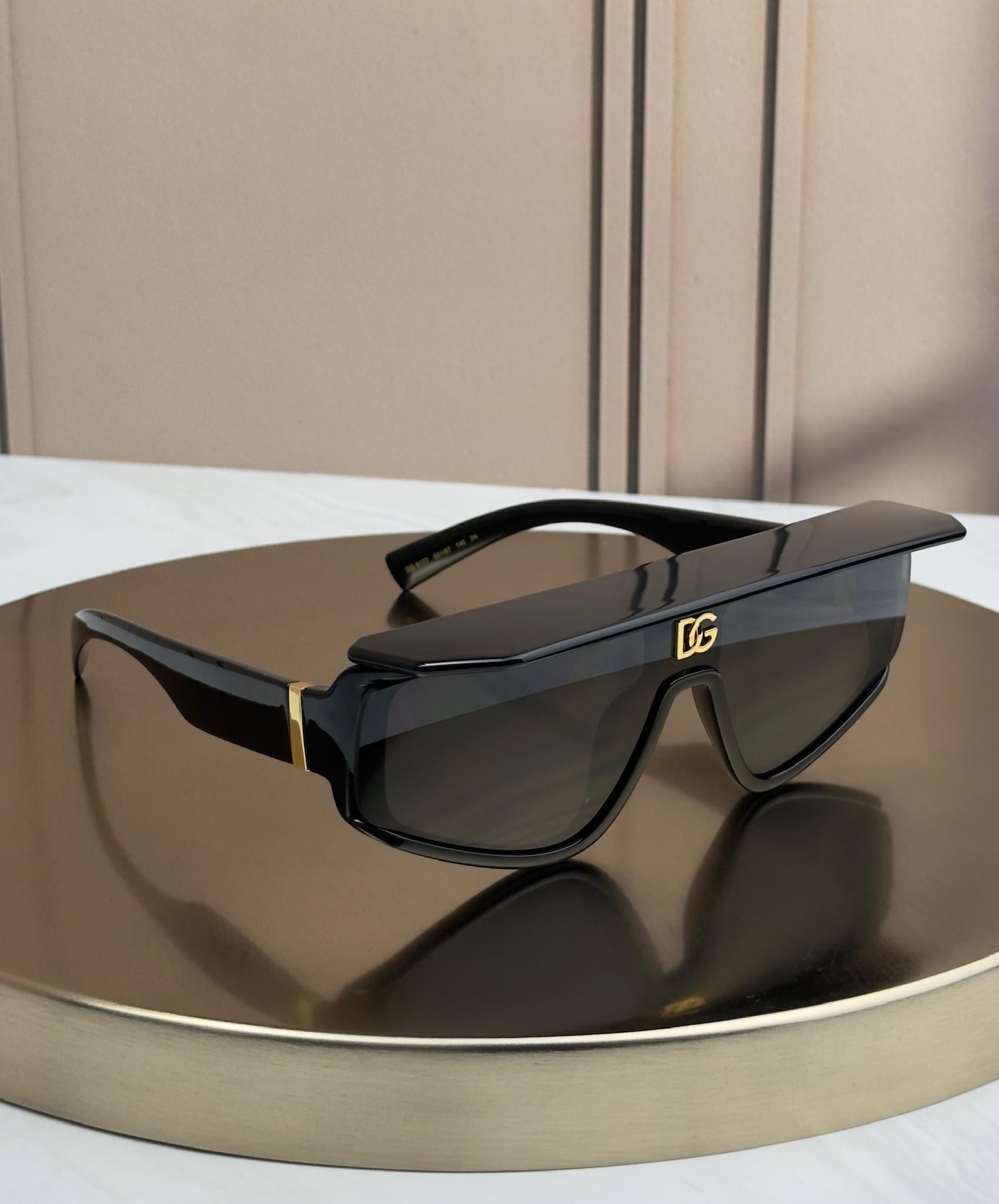 Солнцезащитные очки Dolce & Gabbana DG6177 маска щит с логотипом DG темная линза унисекс Черный