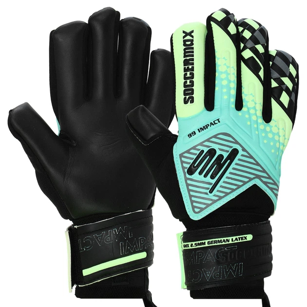Перчатки вратарские профессиональные с защитой пальцев SOCCERMAX GK-4317 р. 9 Голубой/Салатовый (FFR00635)