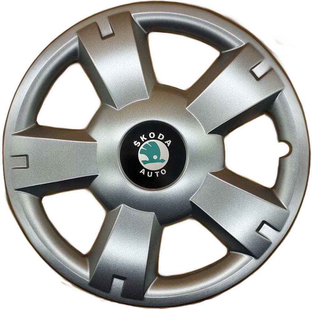 Колпаки R14 Skoda зеленая 201 SJS 4 шт. Серебряный (2654555898)