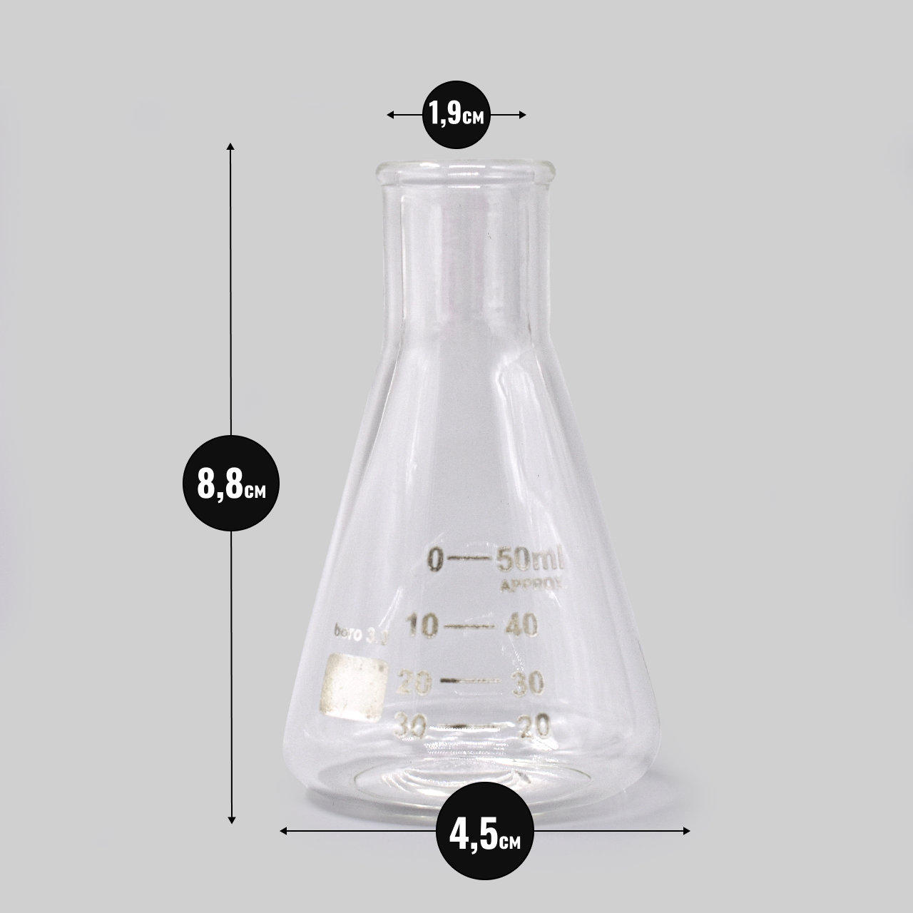 Колба конічна з вузькою циліндричною горловиною та шкалою 50 мл - фото 2
