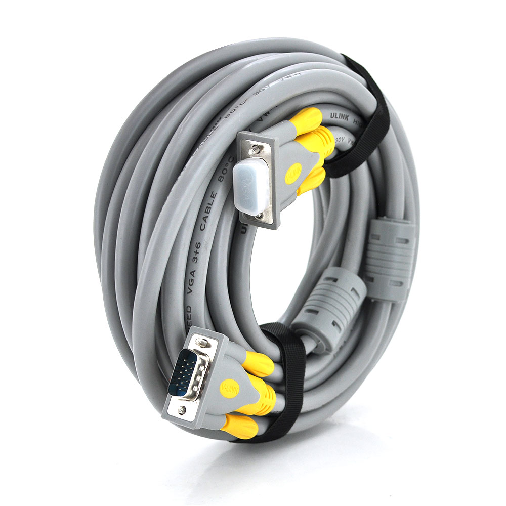 Кабель Merlion VGA 3+6 HIGH SPEED папа-папа 20 м Серо-желтый (16191)