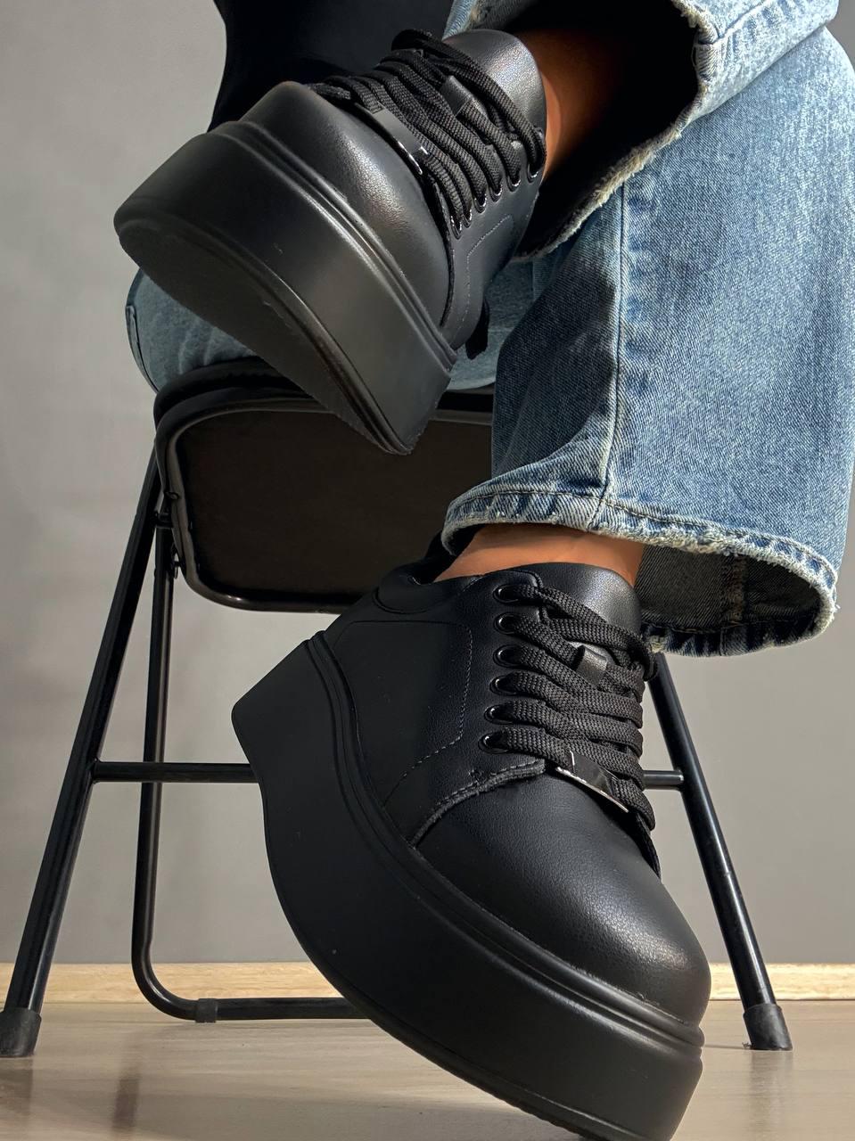 Кеди жіночі Hengji 537-5 шкіряні на платформі р. 38 24,5 см Чорний - фото 3 Кеди жіночі Hengji 537-5 шкіряні на платформі р. 38 24,5 см Чорний - фото 3