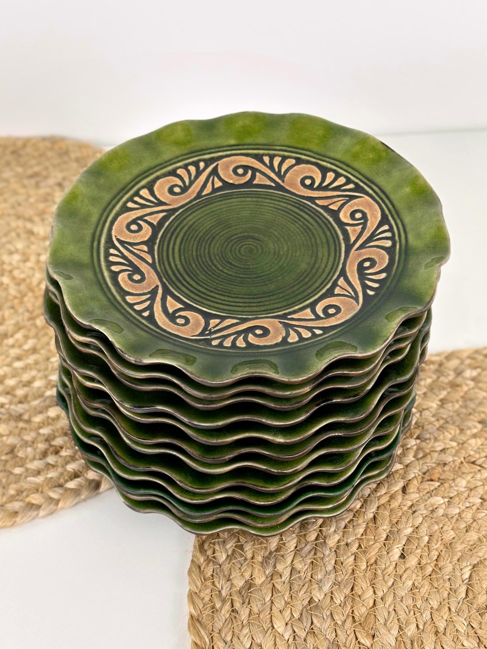 Набор глиняных тарелок Гражда 20 см х 12 шт. Коричневый (17019-16) - фото 1