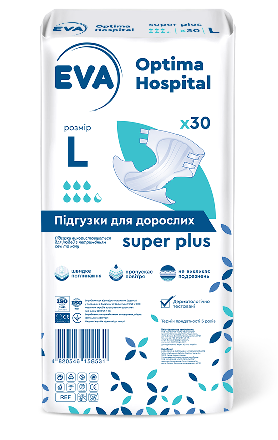 Подгузники для взрослых EVA Optima Hospital Super plus L - фото 1