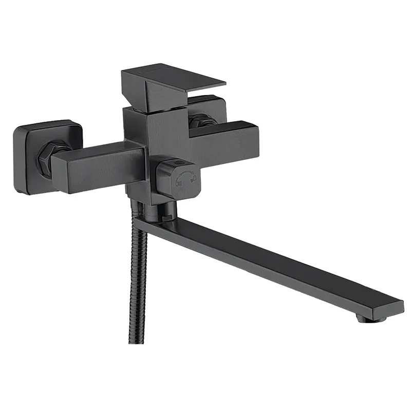 Смеситель для ванны Zerix KUB-006 Euro из нержавеющей стали SUS304 Black (ZX4850)