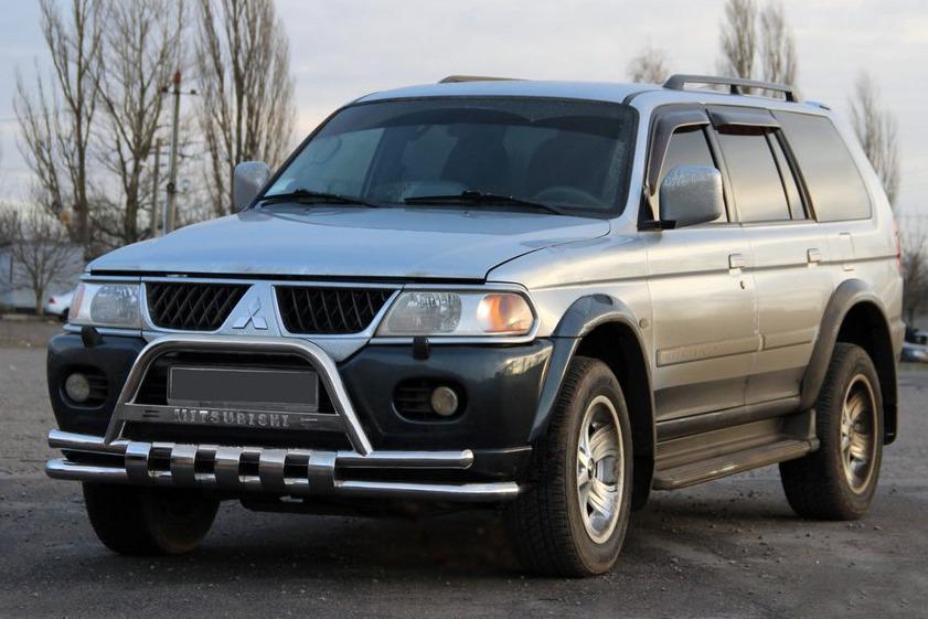 Передняя защита ST015↗WT CAN для Mitsubishi Pajero Sport 1996-2007 гг. нержавеющая сталь Хром