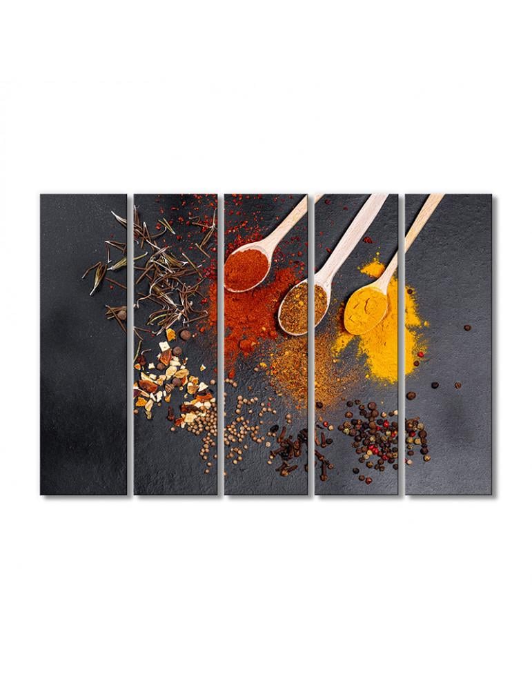 Картина модульная Пряности и специи 5 модулей 90x135 см