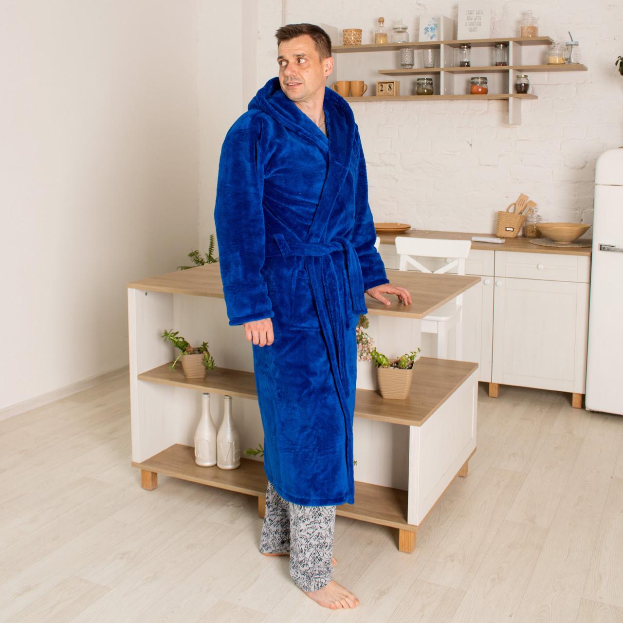 Халат мужской махровый на запах с капюшоном р. 48 Электрик (М) - фото 5