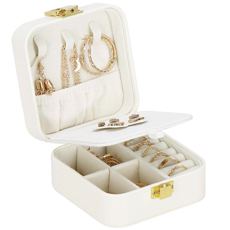 Шкатулка Casegrace SP-01194 для украшений и ювелирных изделий портативная с зеркалом на защелке White