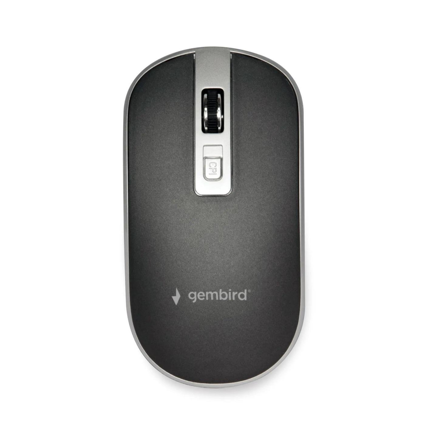 Миша бездротова оптична Gembird MUSW-4B-06-BS 1600 dpi батарейна Black/Silver (629354)