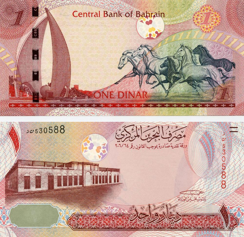 Коллекционная банкнота Бахрейн 1 динар 2008 UNC P26 (Б05429)