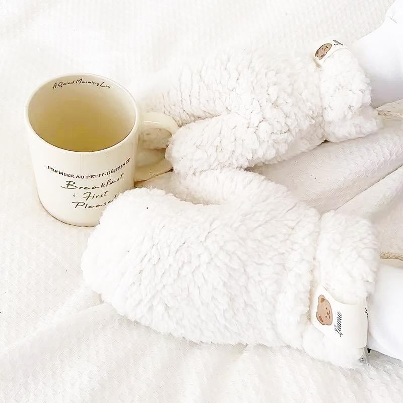 Перчатки меховые Wuke Медведь Тедди со шнурком унисекс one size Белый - фото 5