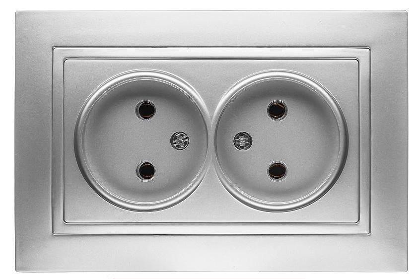 Розетка двухместная MARSHEL ELEGANT RS16-377 Silver