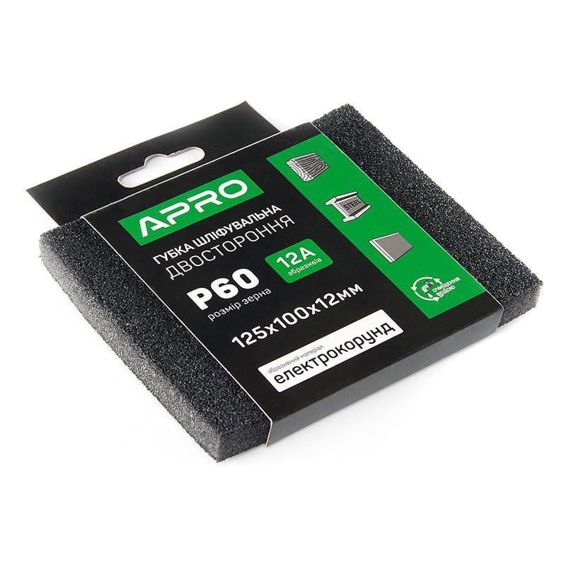 Губка шлифовальная Apro двусторонняя Р60 125х100х12 мм (828121)
