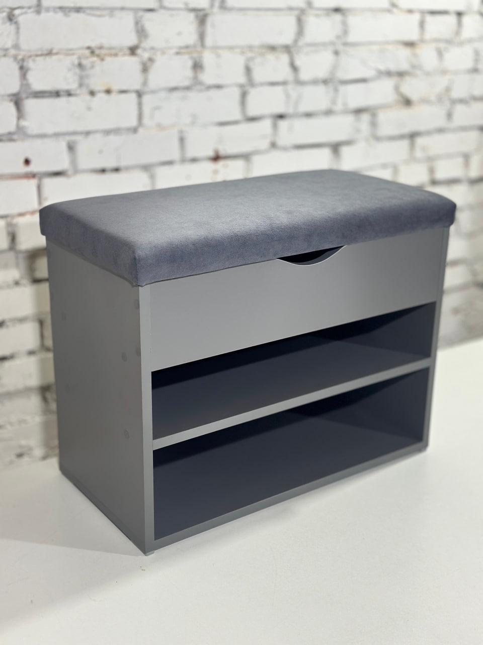 Тумба для обуви ДСП/ткань 30х50х45 см Графитовый/Серый