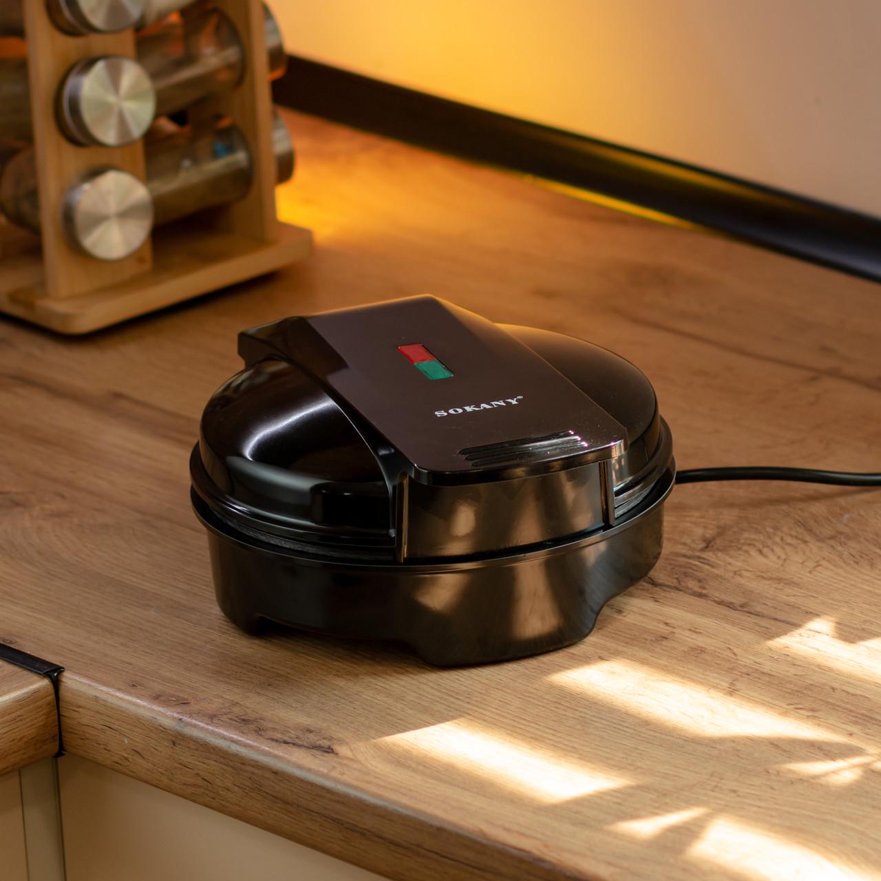 Вафельница для бельгийских вафель Sokany SK-519 с антипригарным покрытием и LED-индикатором круглая 1000 Вт (7392) - фото 14 Вафельница для бельгийских вафель Sokany SK-519 с антипригарным покрытием и LED-индикатором круглая 1000 Вт (7392) - фото 14