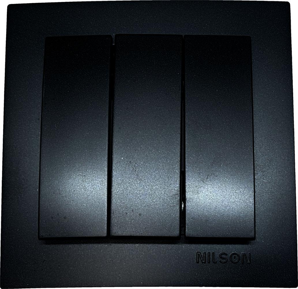 Вимикач триклавішний Nilson Touran Чорний матовий (00000024441)