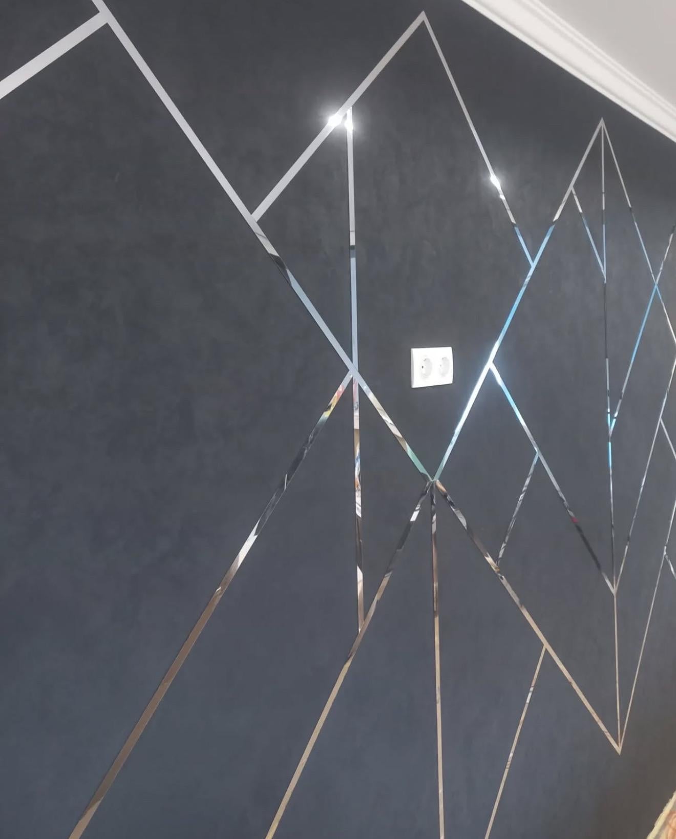 Наклейки дзеркальні DFA Чарівні смуги на стіну 5 м 15 мм Срібний (Y00001-2)