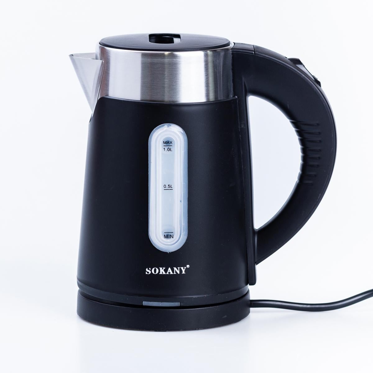 Электрочайник Sokany SK-0808B дисковый 1 л Черный (SK0808B)