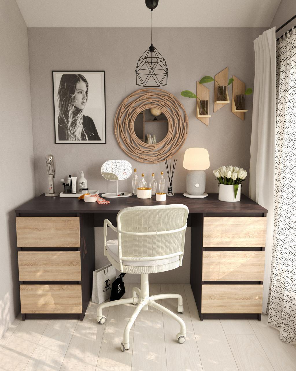 Компьютерный стол с двумяТумбами Moreli T-228 Венге Темный/Дуб Сонома