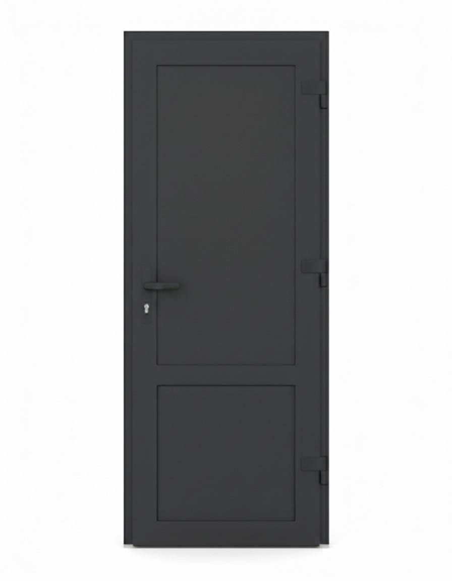 Двери входные металлопластиковые Steko 2050х800 мм ПВХ внутри с фурнитурой AXOR Антрацит/Белый (54554545454)