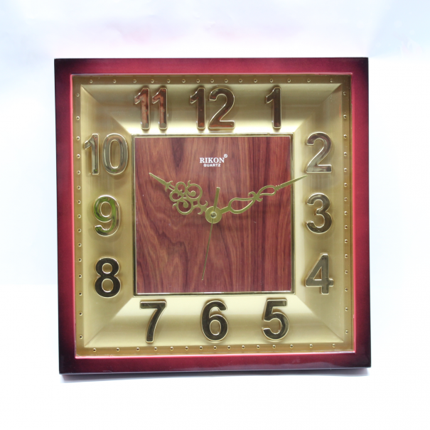 Часы настенные Rikon 9851 Maroon Golden корпус квадрат Золотий (3960971)