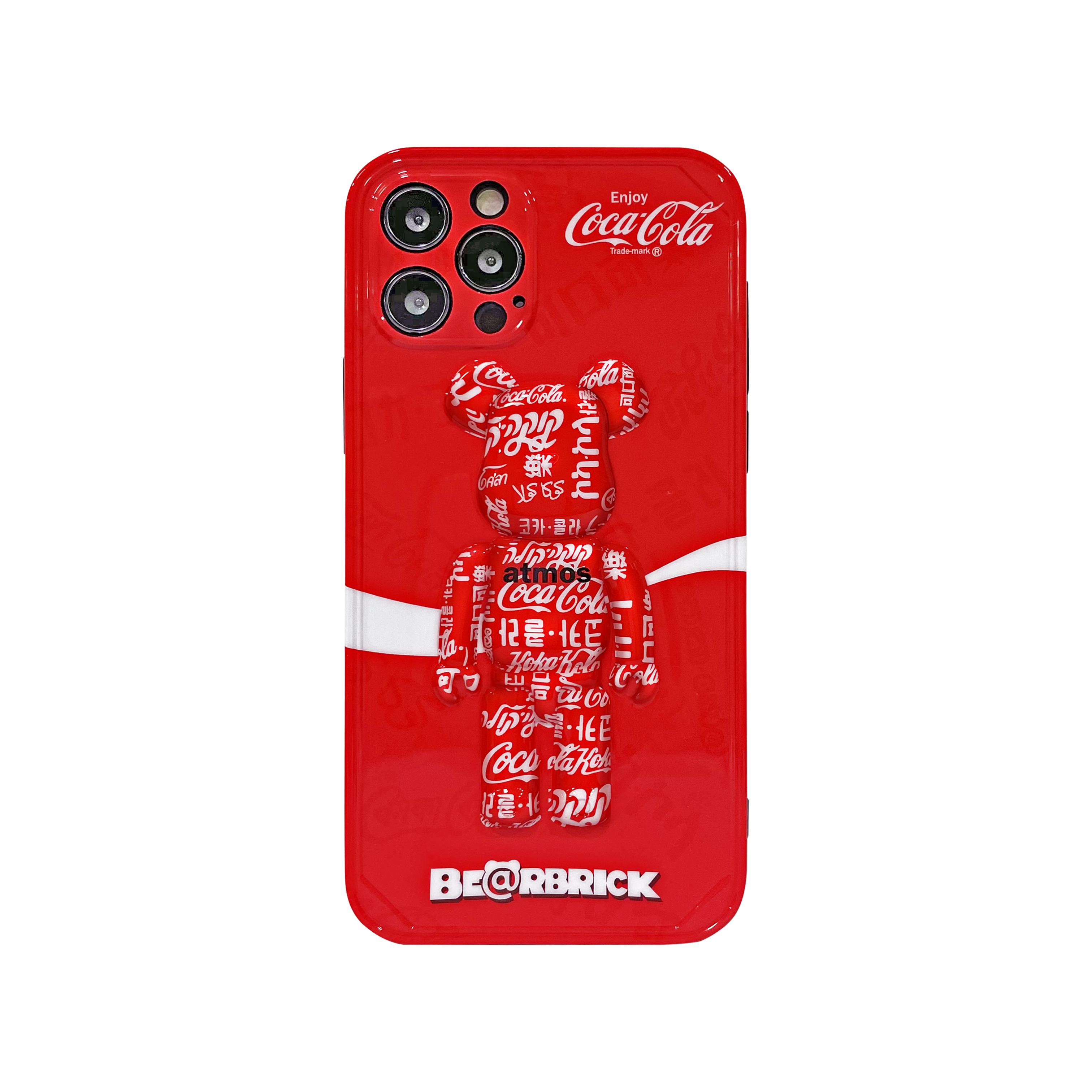 Чехол для iPhone 12 Bearbrick Кока-Кола Красный