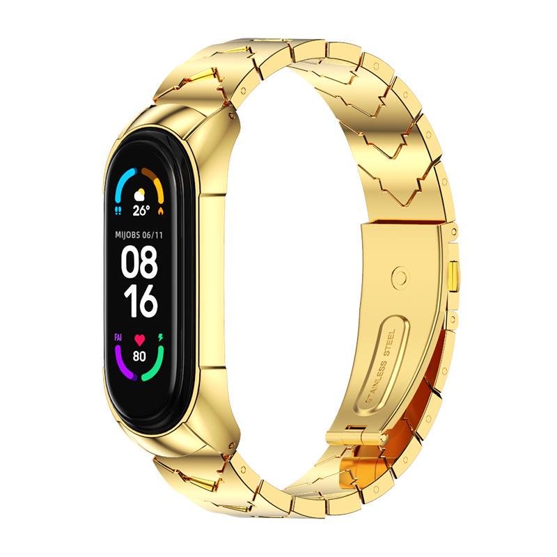 Ремешок для смарт-браслетов MiJobs металлический Metal V-GT для Xiaomi Mi Band 4/3 Золотой (2158P)