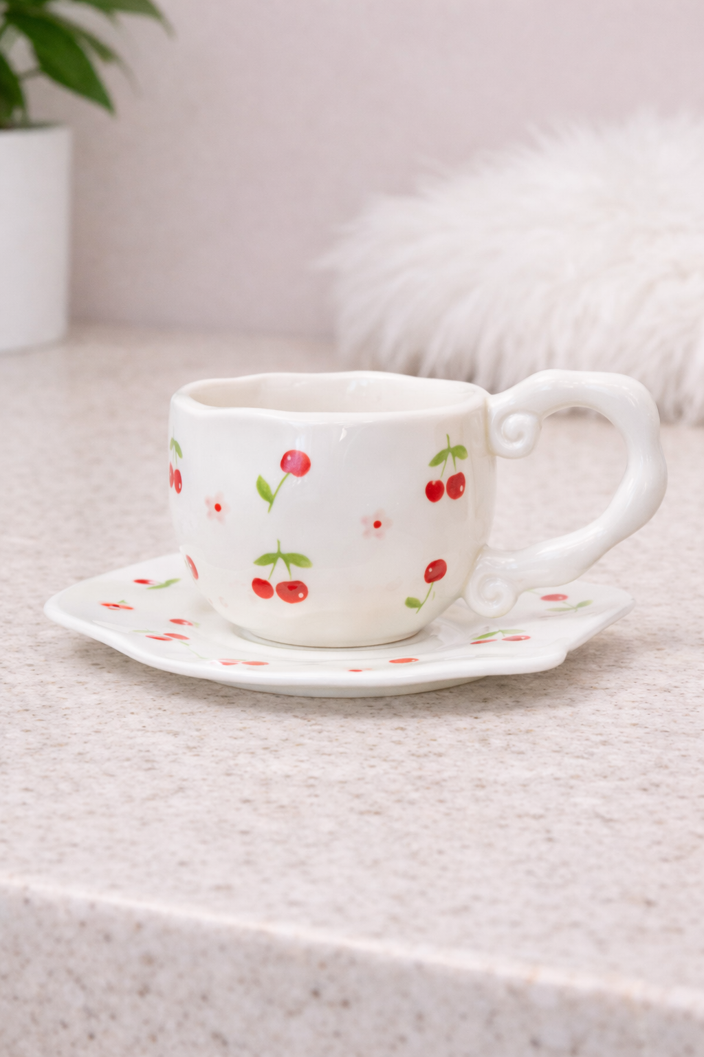 Чашка з блюдцем Вишневий сад 300 мл Білий (8030-442)
