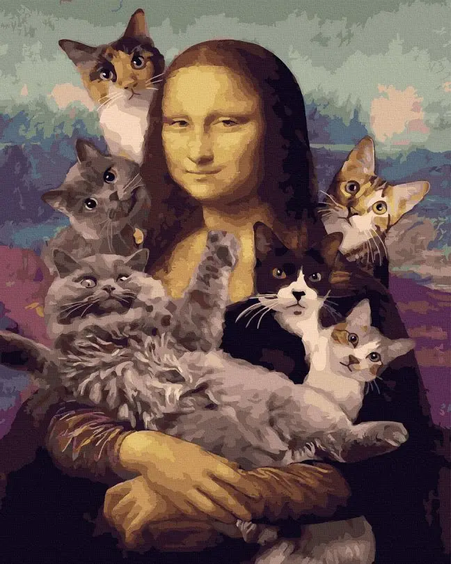 Картина по номерам Джаконда с котами 40x50 см без коробки (ANG792)