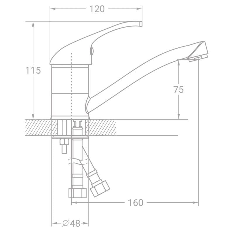 Змішувач для кухні TAU TN Ø35 на шпильці гусак прямий 150 мм (TN-2B142C) - фото 2 Змішувач для кухні TAU TN Ø35 на шпильці гусак прямий 150 мм (TN-2B142C) - фото 2