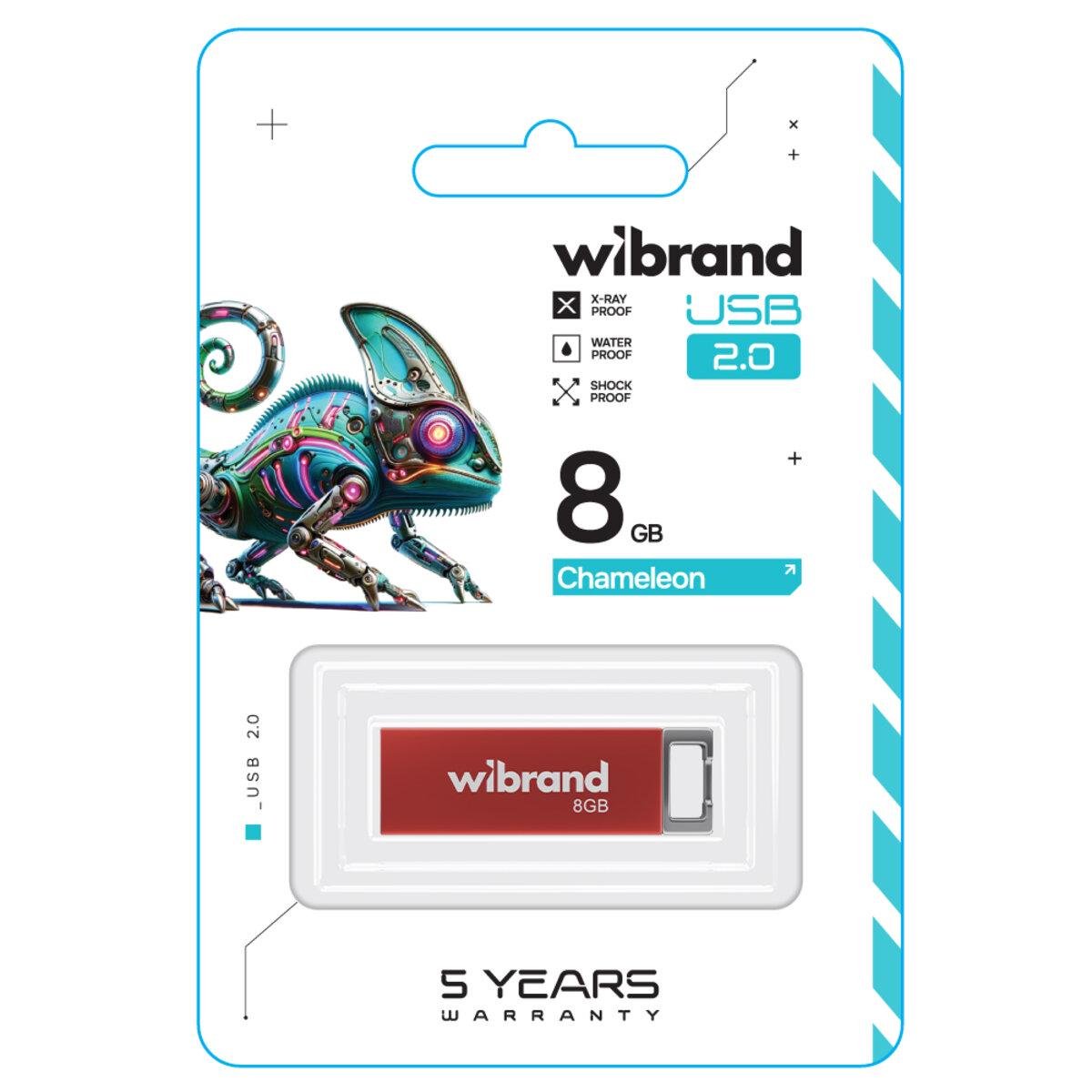 Флеш-память USB металлический моноблок Flash Wibrand WI2.0/CH8U6R USB 2.0 chameleon 8 Gb Red (600987) - фото 2