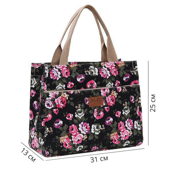 Женская сумка с цветочным принтом 31х25х13 см Черный (M00694-2) - фото 6 Женская сумка с цветочным принтом 31х25х13 см Черный (M00694-2) - фото 6