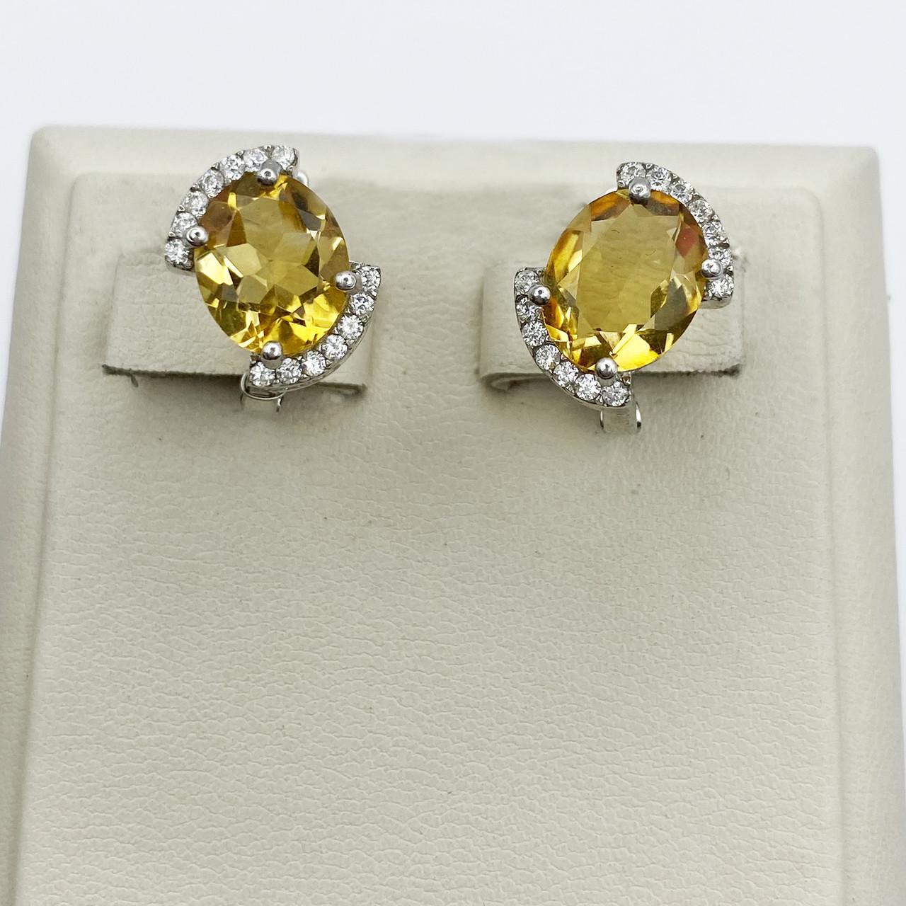 Серьги серебряные с цитрином 5,42 г (1996304030)