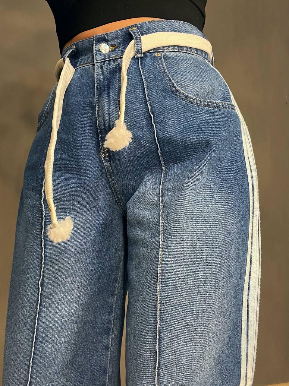 Джинсы женские Vonnavi 413-240 палаццо с лампасами пояс резинка шнурок р. 28 Синий (2568) - фото 6 Джинсы женские Vonnavi 413-240 палаццо с лампасами пояс резинка шнурок р. 28 Синий (2568) - фото 6